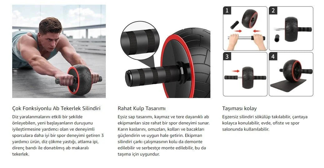 Egzersiz Tekerleği Kol Omuz Sırt Karın Kas Geliştirici Spor Aleti